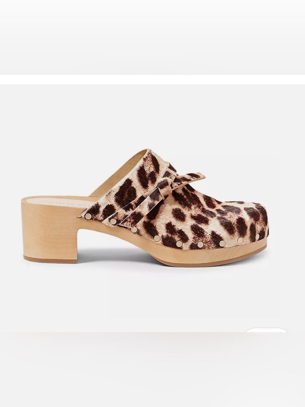 Loeffler Randall Roberta Leopard print calf hair clogs